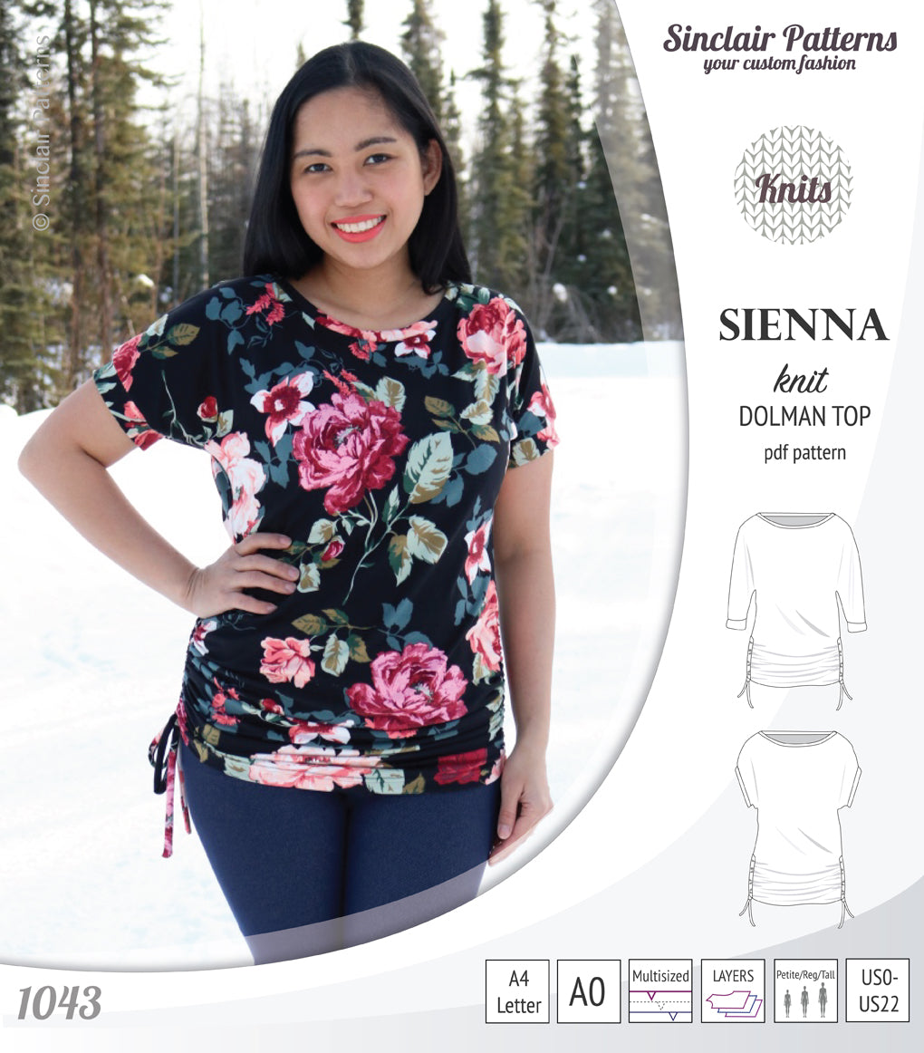PDF Sewing pattern Sinclair Patterns S1043 Sienna drawstring dolman top