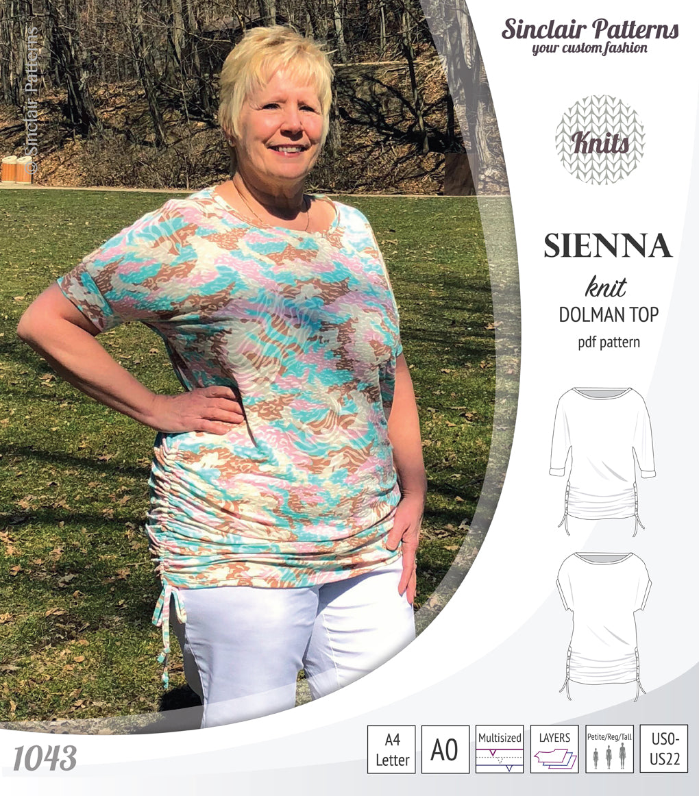 PDF Sewing pattern Sinclair Patterns S1043 Sienna drawstring dolman top