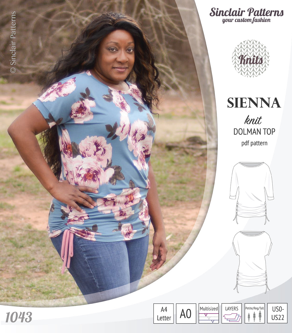 PDF Sewing pattern Sinclair Patterns S1043 Sienna drawstring dolman top