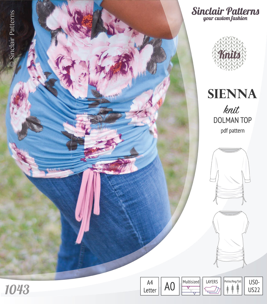 PDF Sewing pattern Sinclair Patterns S1043 Sienna drawstring dolman top