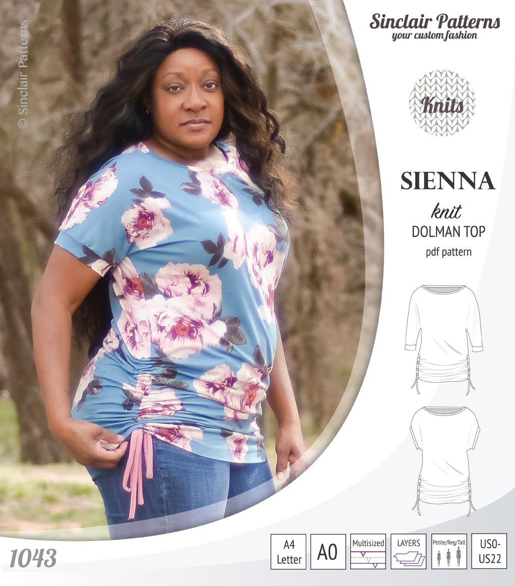 PDF Sewing pattern Sinclair Patterns S1043 Sienna drawstring dolman top