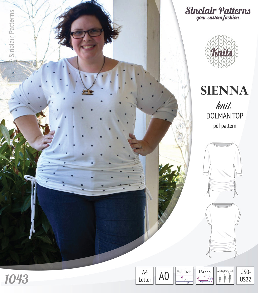PDF Sewing pattern Sinclair Patterns S1043 Sienna drawstring dolman top