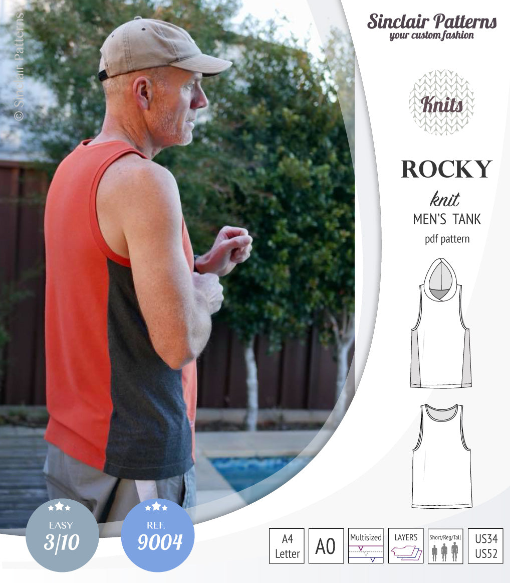 Sinclair Patterns 9004 Rocky knit tank for men pdf sewing pattern
