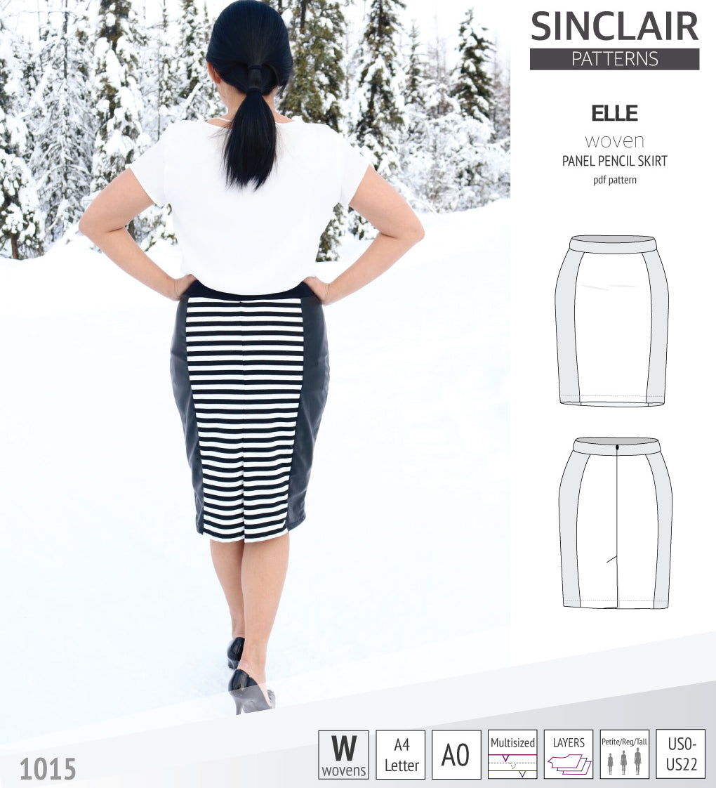 Pdf sewing pattern S1015 Elle panelled skirt Sinclair Patterns
