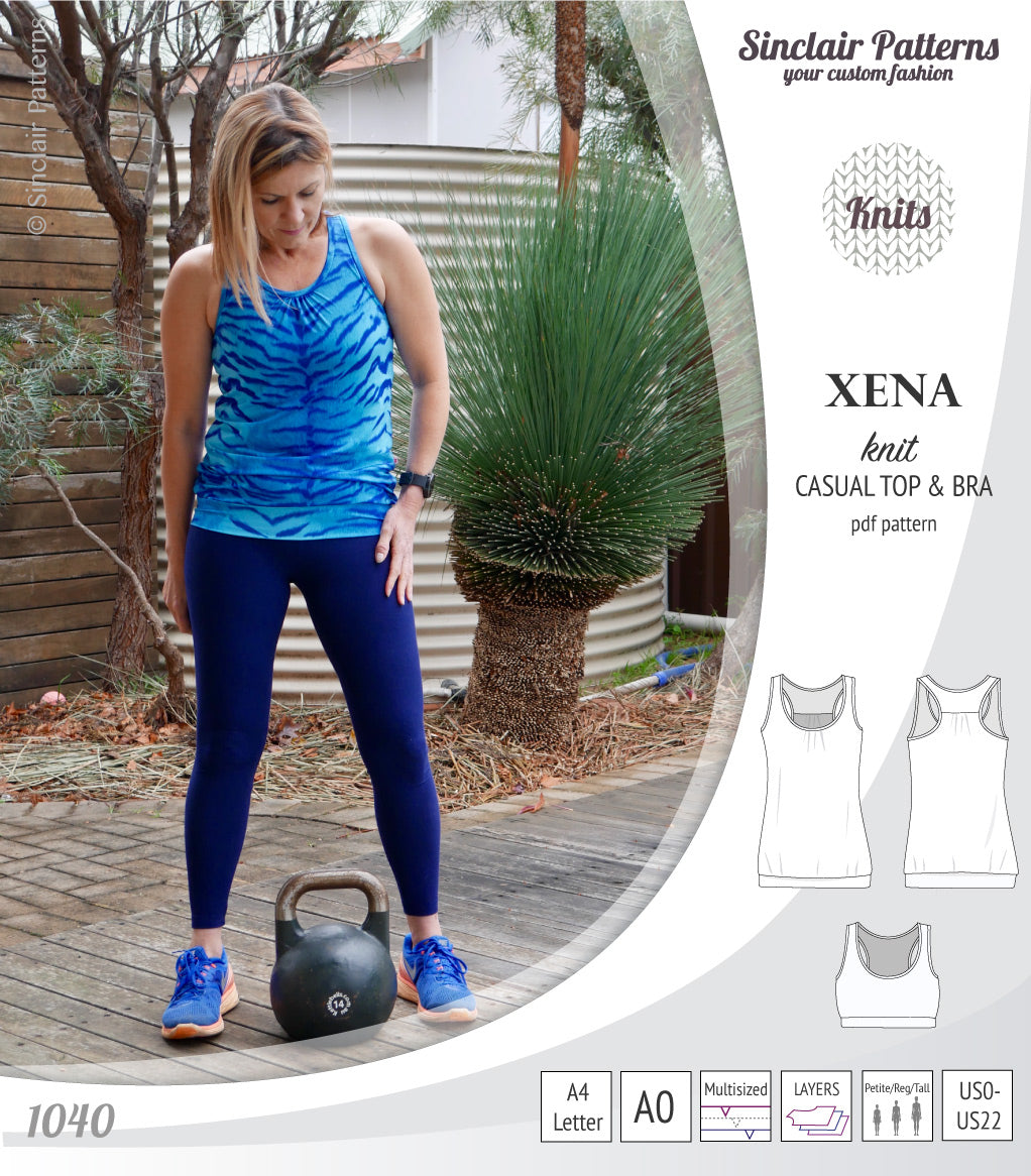 PDF Sewing pattern Sinclair Patterns S1040 Xena casual style racerback tank top and bra