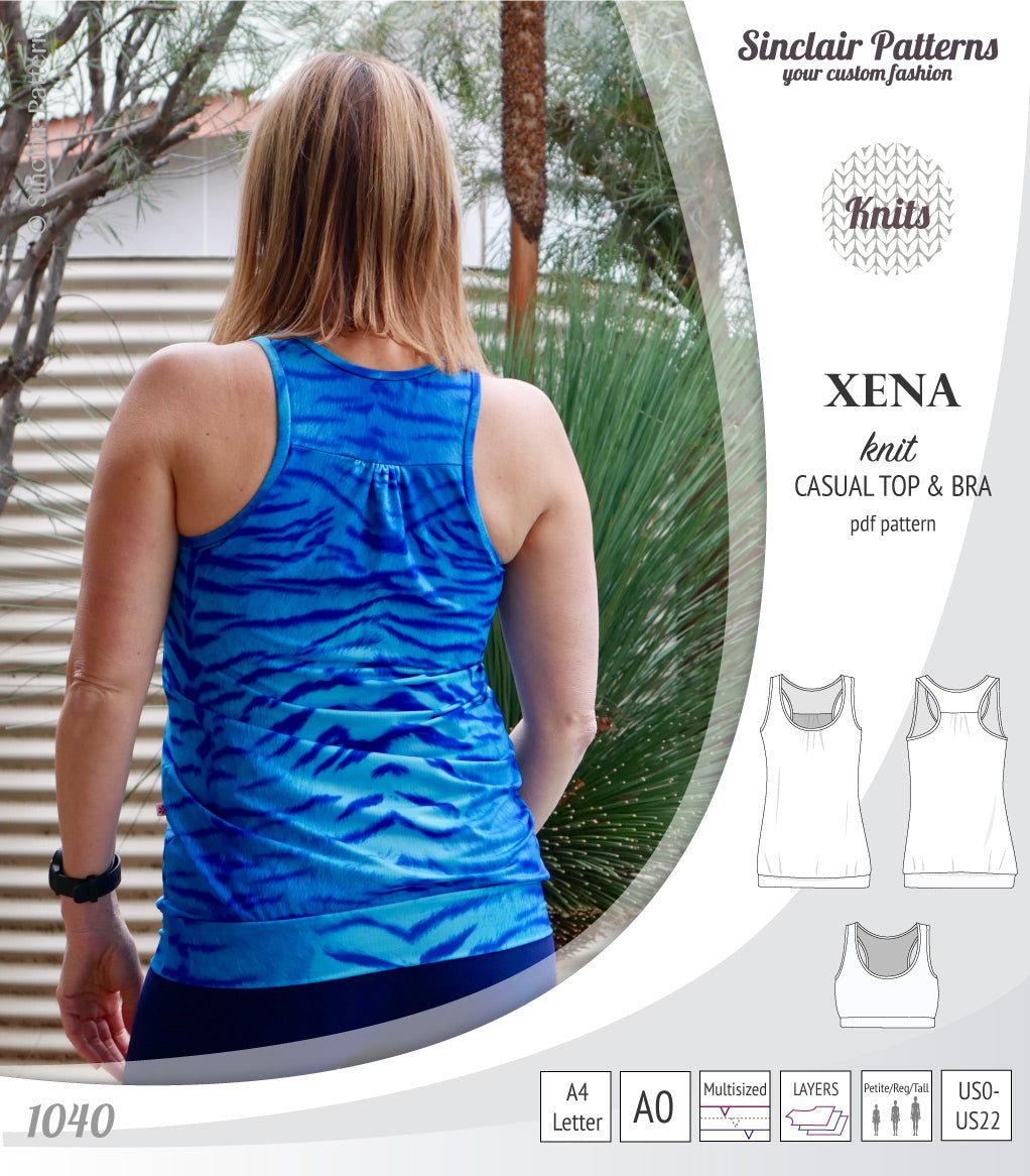 PDF Sewing pattern Sinclair Patterns S1040 Xena casual style racerback tank top and bra