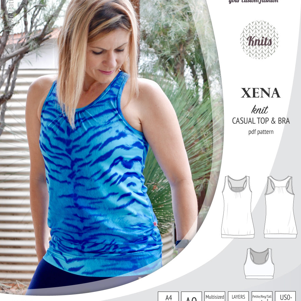 PDF Sewing pattern Sinclair Patterns S1040 Xena casual style racerback tank top and bra