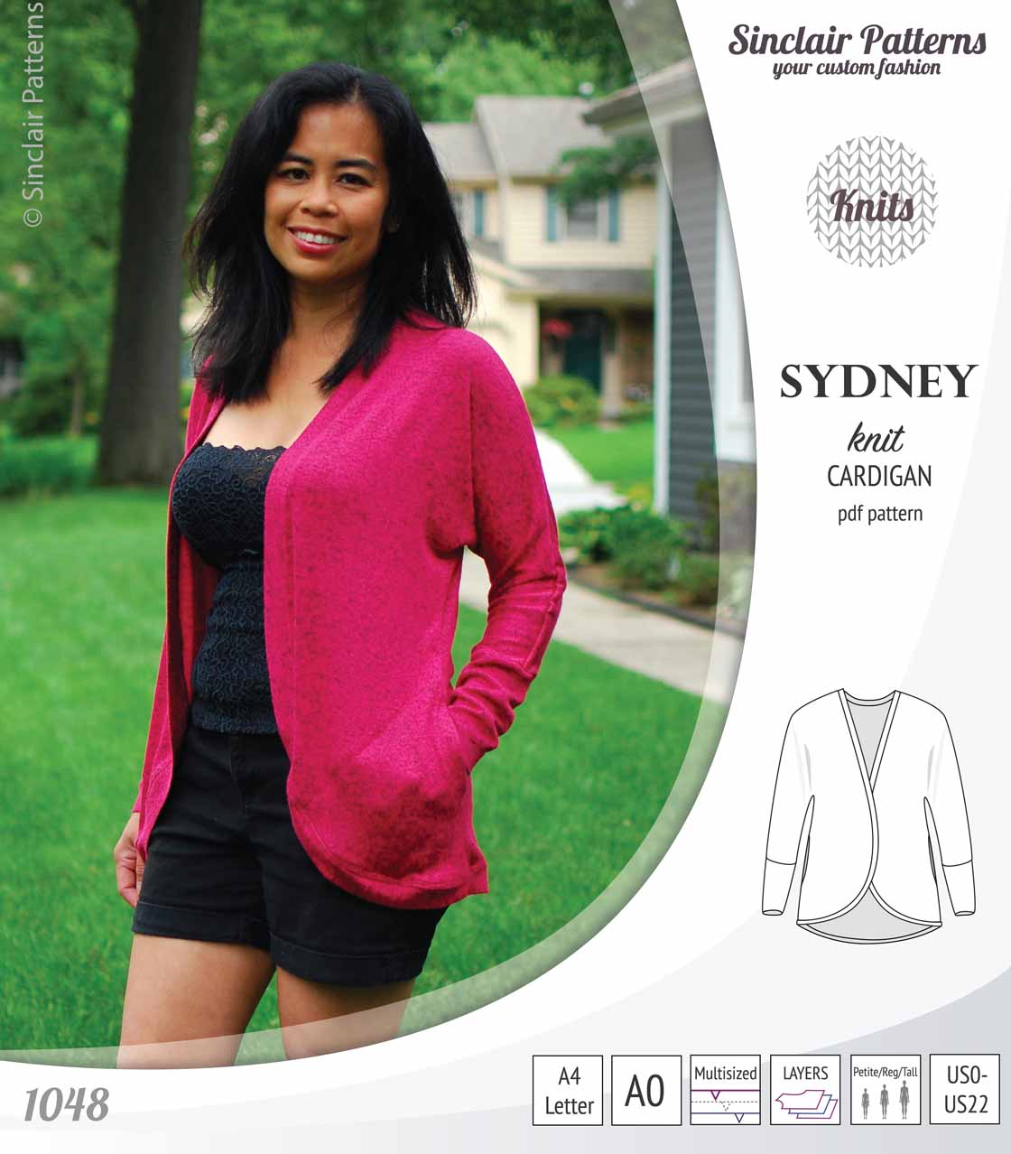 Sydney slim fit cocoon style knit cardigan(PDF) – Sinclair Patterns