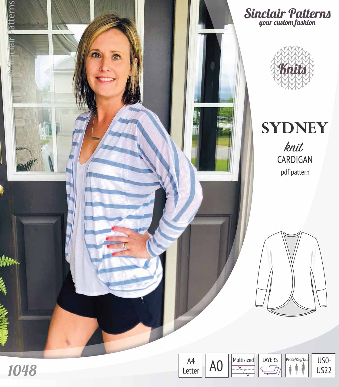 Sydney slim fit cocoon style knit cardigan(PDF) – Sinclair Patterns