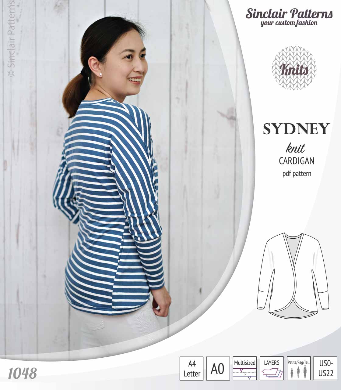 Sydney slim fit cocoon style knit cardigan(PDF) – Sinclair Patterns
