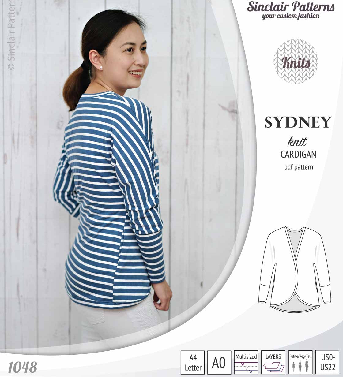 PDF Sewing pattern Sinclair Patterns S1048 Sydney cocoon style knit cardigan with pockets