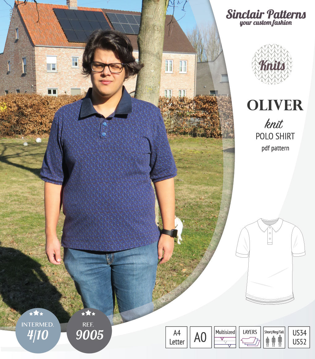 PDF sewing pattern Sinclair Patterns Classic shirt polo for men with collar or the hood