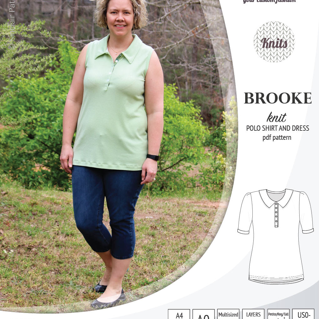 Pdf sewing pattern - Sinclair Patterns - S1066 Brooke knit polo shirt or shirt dress for women