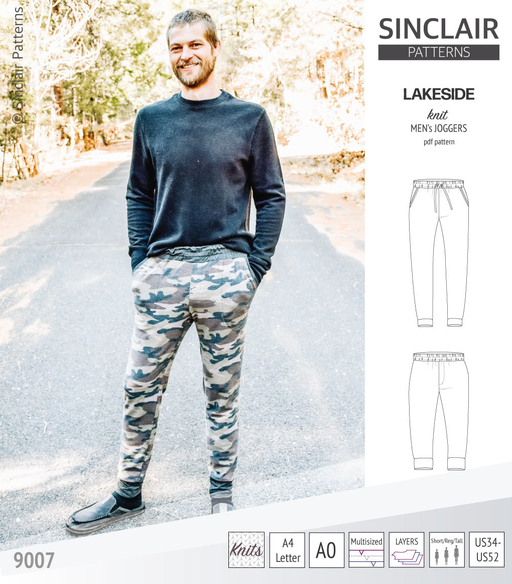 Pdf sewing pattern Lakeside knit joggers for men by Sinclair Patterns