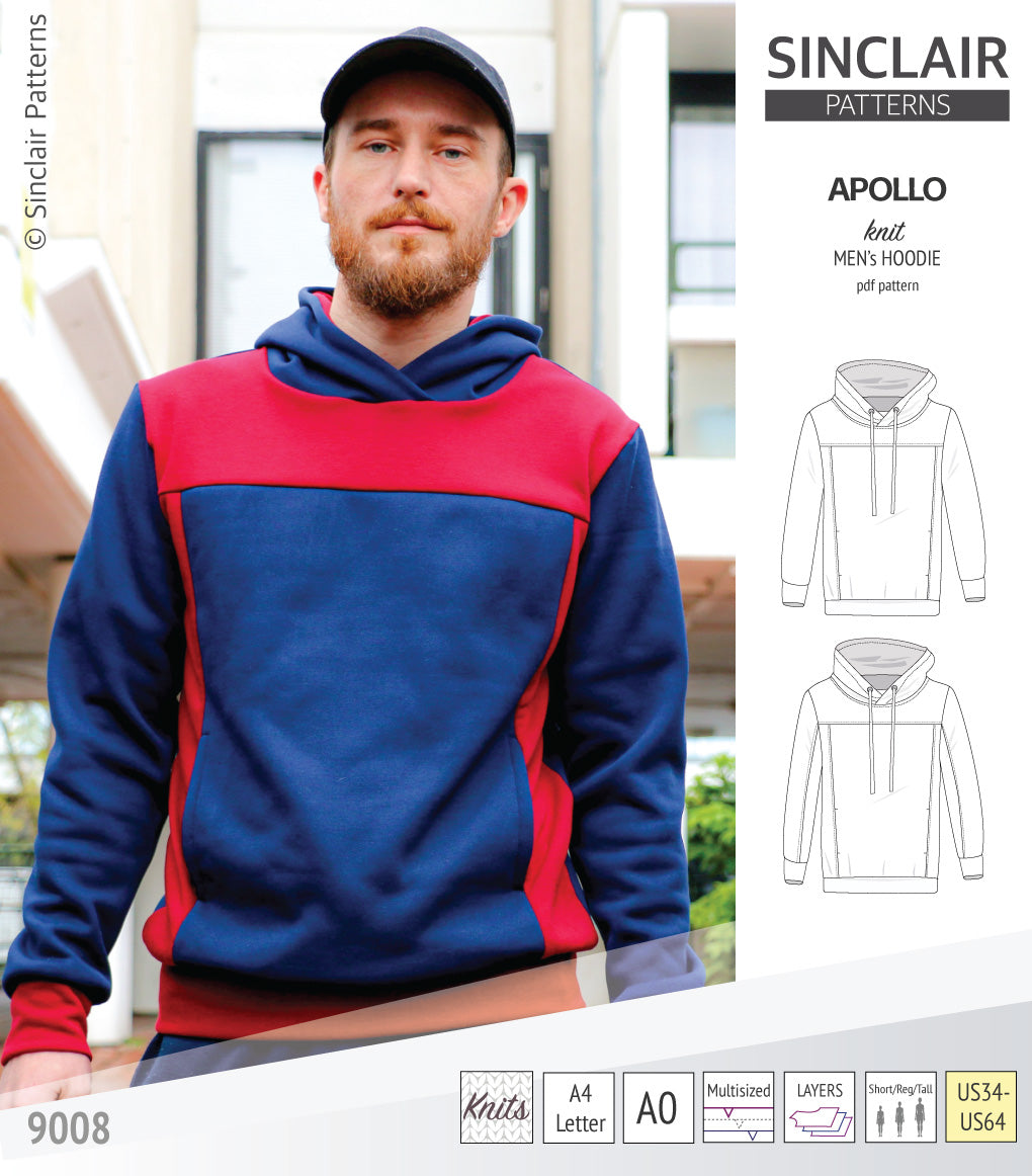 Apollo knit colorblocked hoodie for men (PDF) – Sinclair Patterns