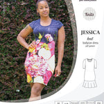 Pdf sewing pattern Jessica Bodycon dress for knit fabrics with peplum