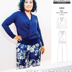 Sinclair Patterns Lulu faux wrap top, set and romper pdf sewing patterns for women