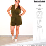 Sinclair Patterns Lulu faux wrap top, set and romper pdf sewing patterns for women