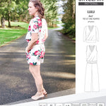 Sinclair Patterns Lulu faux wrap top, set and romper pdf sewing patterns for women