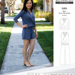 Sinclair Patterns Lulu faux wrap top, set and romper pdf sewing patterns for women