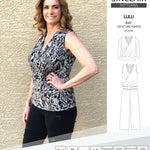 Sinclair Patterns Lulu faux wrap top, set and romper pdf sewing patterns for women