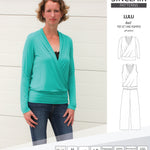 Sinclair Patterns Lulu faux wrap top, set and romper pdf sewing patterns for women