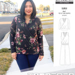 Sinclair Patterns Lulu faux wrap top, set and romper pdf sewing patterns for women