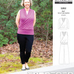 Sinclair Patterns Lulu faux wrap top, set and romper pdf sewing patterns for women
