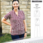 Sinclair Patterns Lulu faux wrap top, set and romper pdf sewing patterns for women