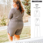 Sinclair Patterns Lulu faux wrap top, set and romper pdf sewing patterns for women