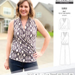 Sinclair Patterns Lulu faux wrap top, set and romper pdf sewing patterns for women