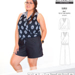 Sinclair Patterns Lulu faux wrap top, set and romper pdf sewing patterns for women