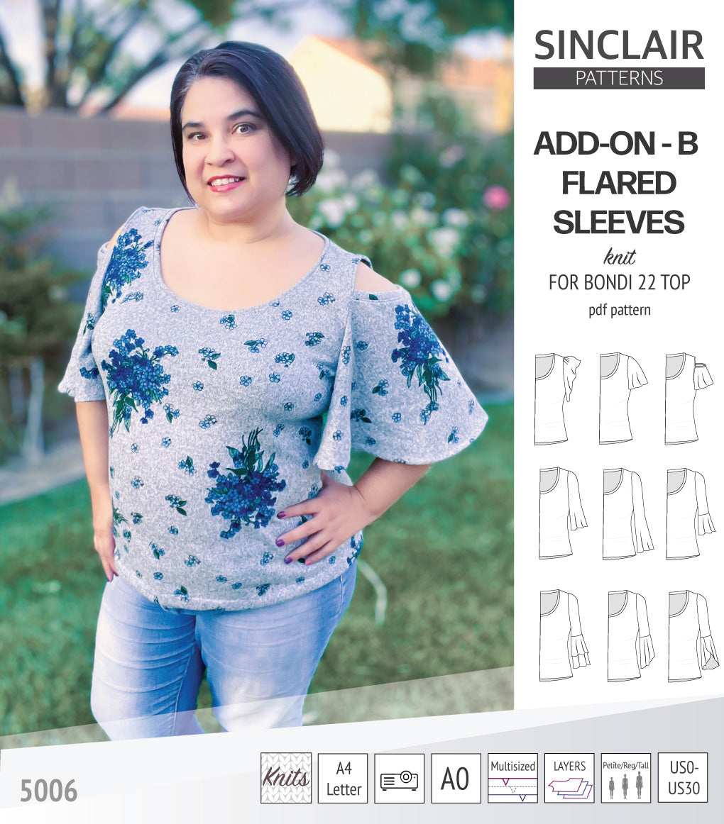 Pattern Bondi Design ADD-ON Flared Sleeves add-on pack for Bondi 22 and other compatible pa ...