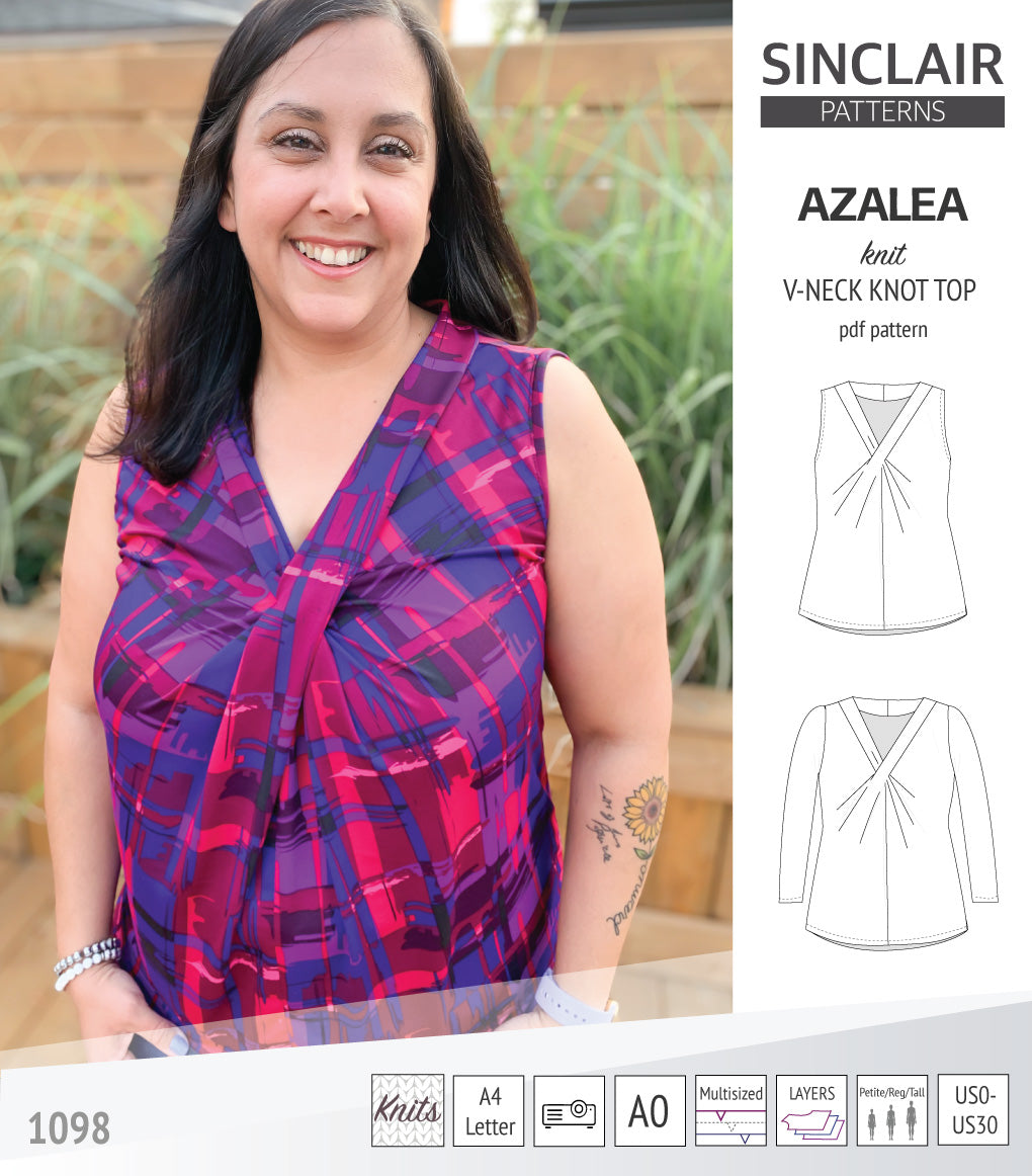 Azalea v-neck knot top for knit fabrics pdf sewing pattern – Sinclair ...