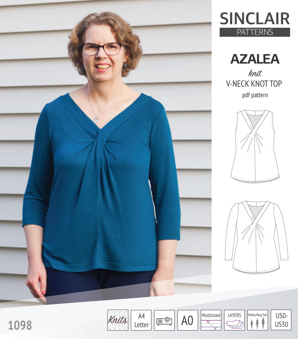 Azalea v-neck knot top for knit fabrics pdf sewing pattern – Sinclair ...
