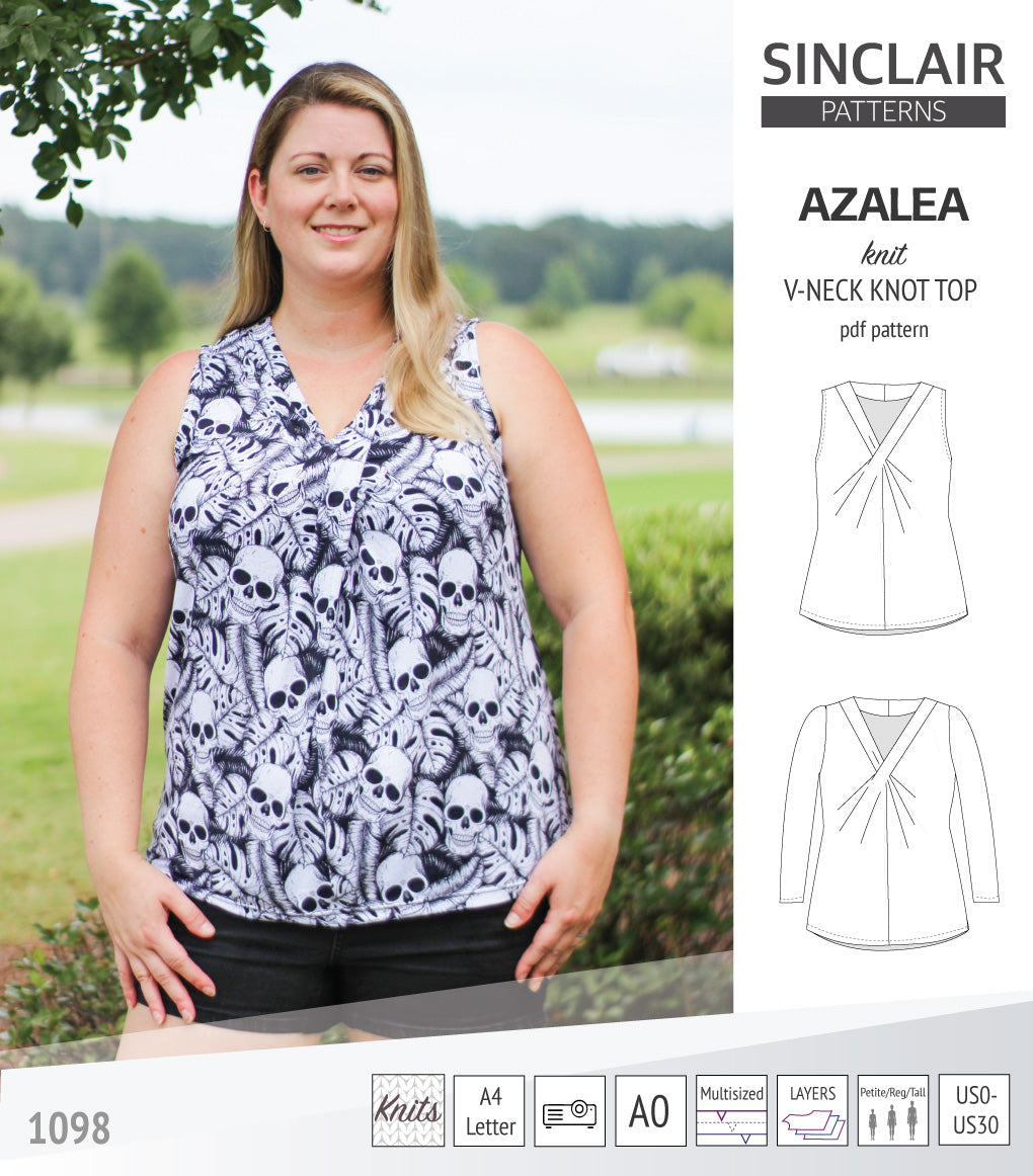 Azalea v-neck knot top for knit fabrics pdf sewing pattern – Sinclair ...