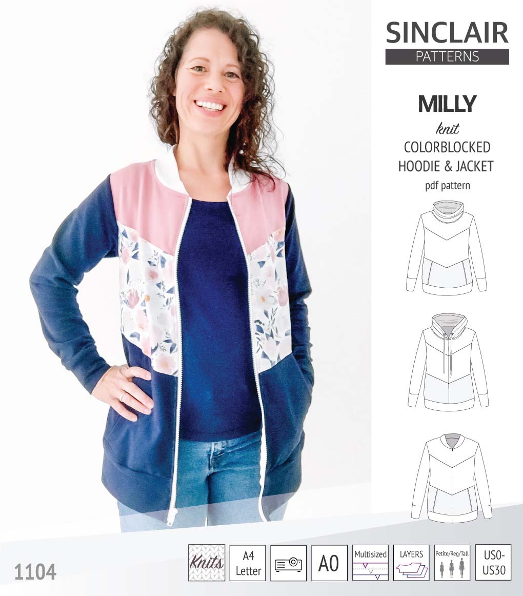Milly colorblocked hoodie and zip up jacket (PDF) – Sinclair Patterns