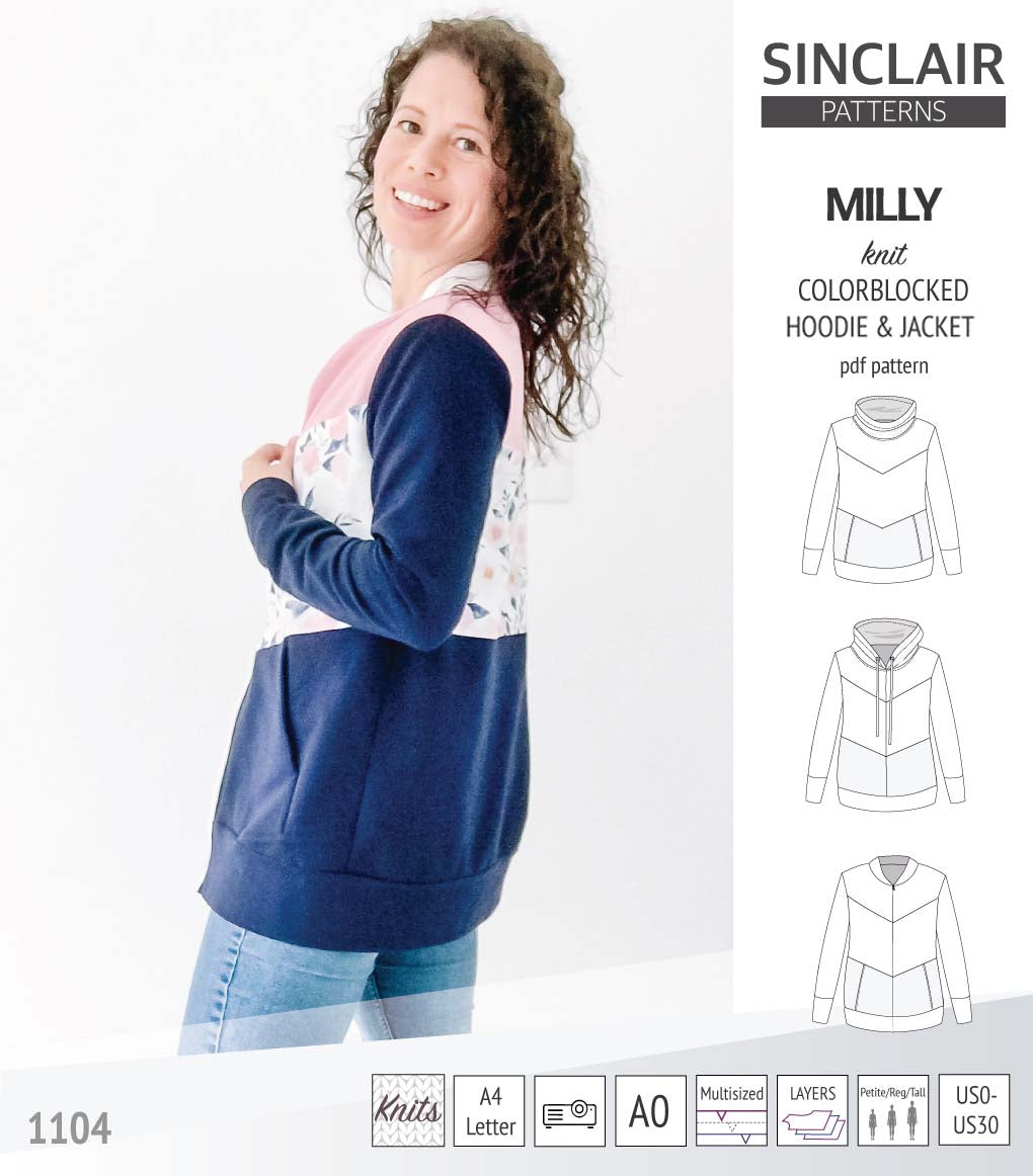 Milly colorblocked hoodie and zip up jacket (PDF) – Sinclair Patterns