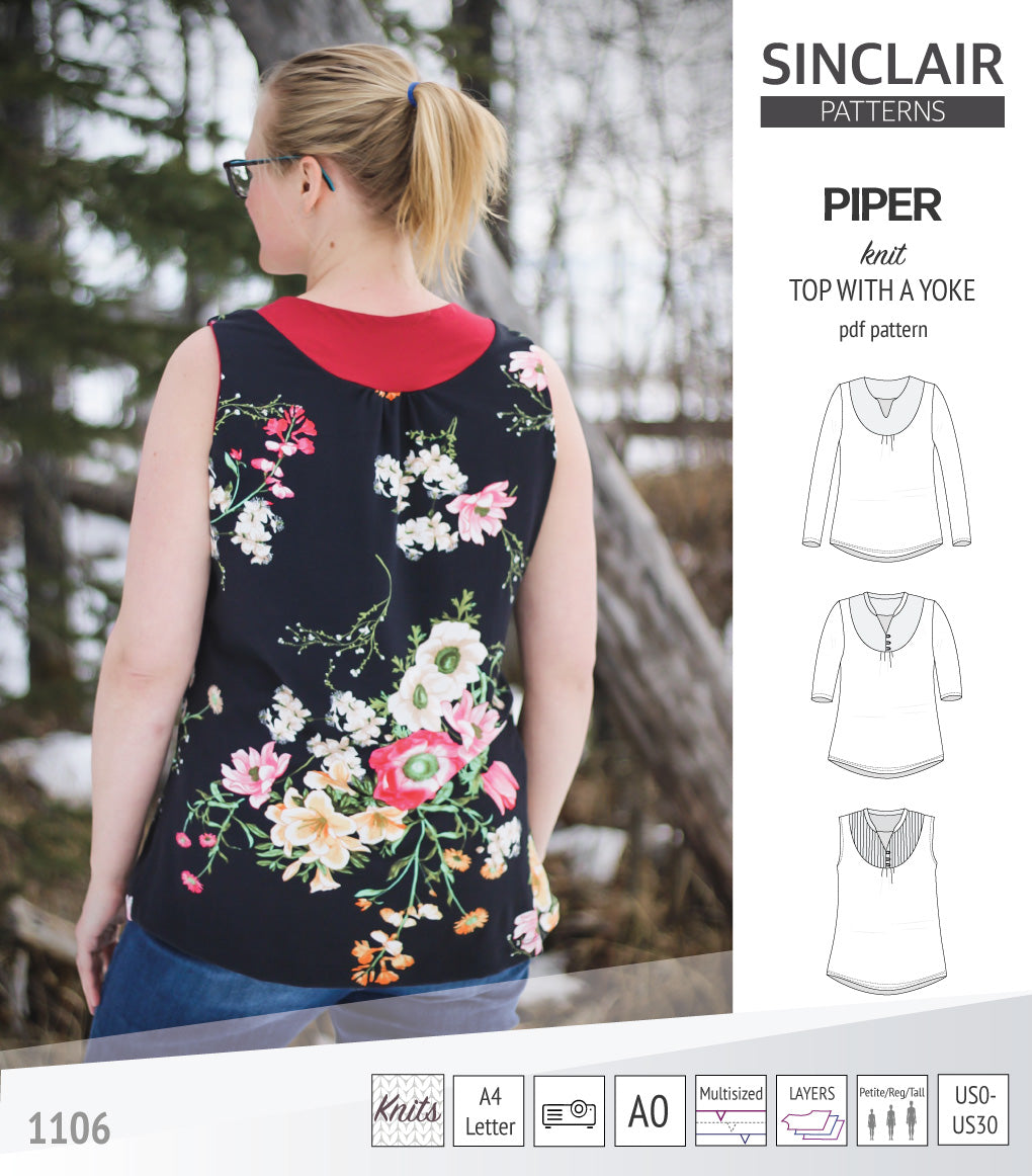 Piper knit top with a woven yoke (pdf) – Sinclair Patterns
