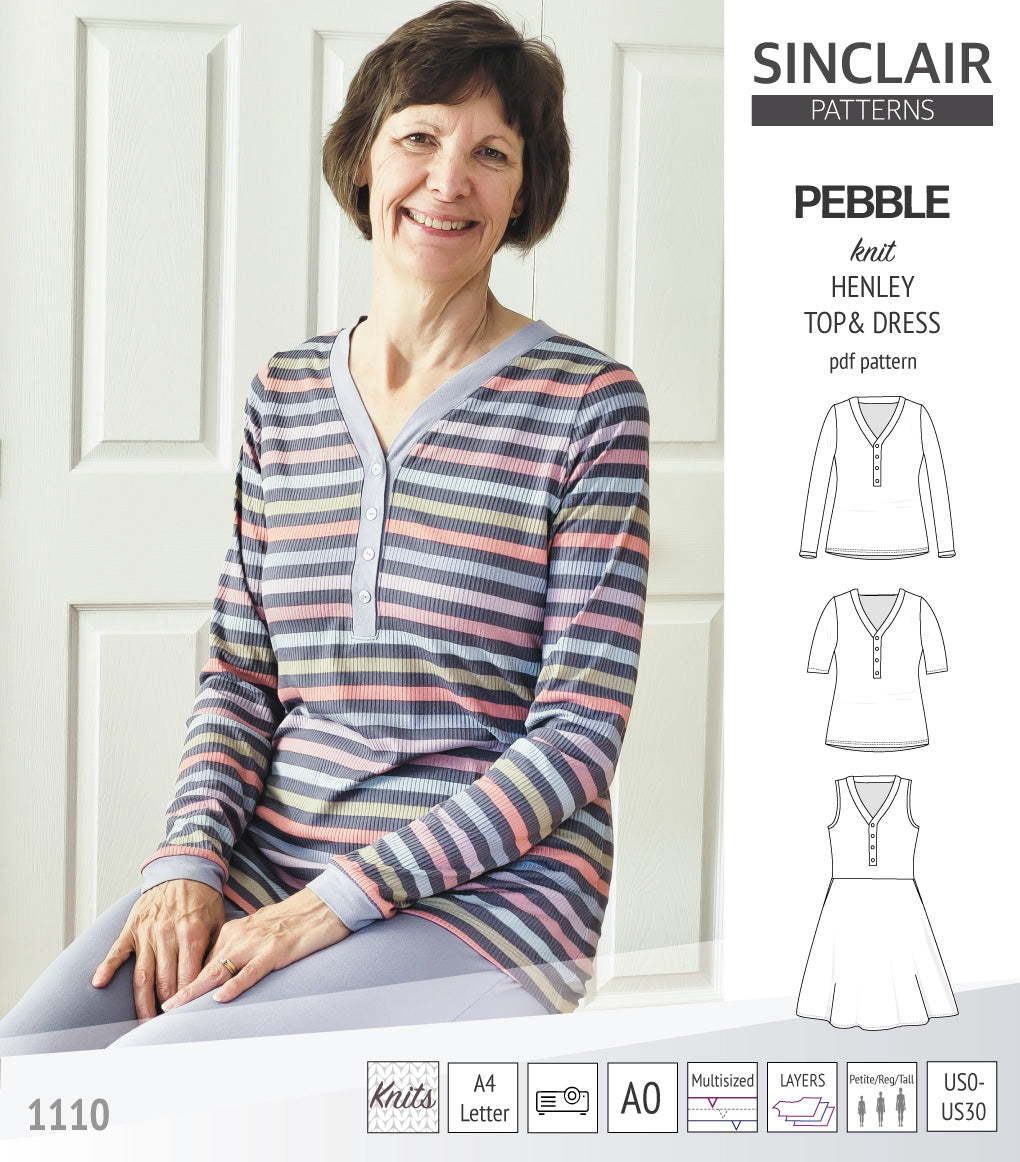 Pebble henley style top and dress (PDF) – Sinclair Patterns