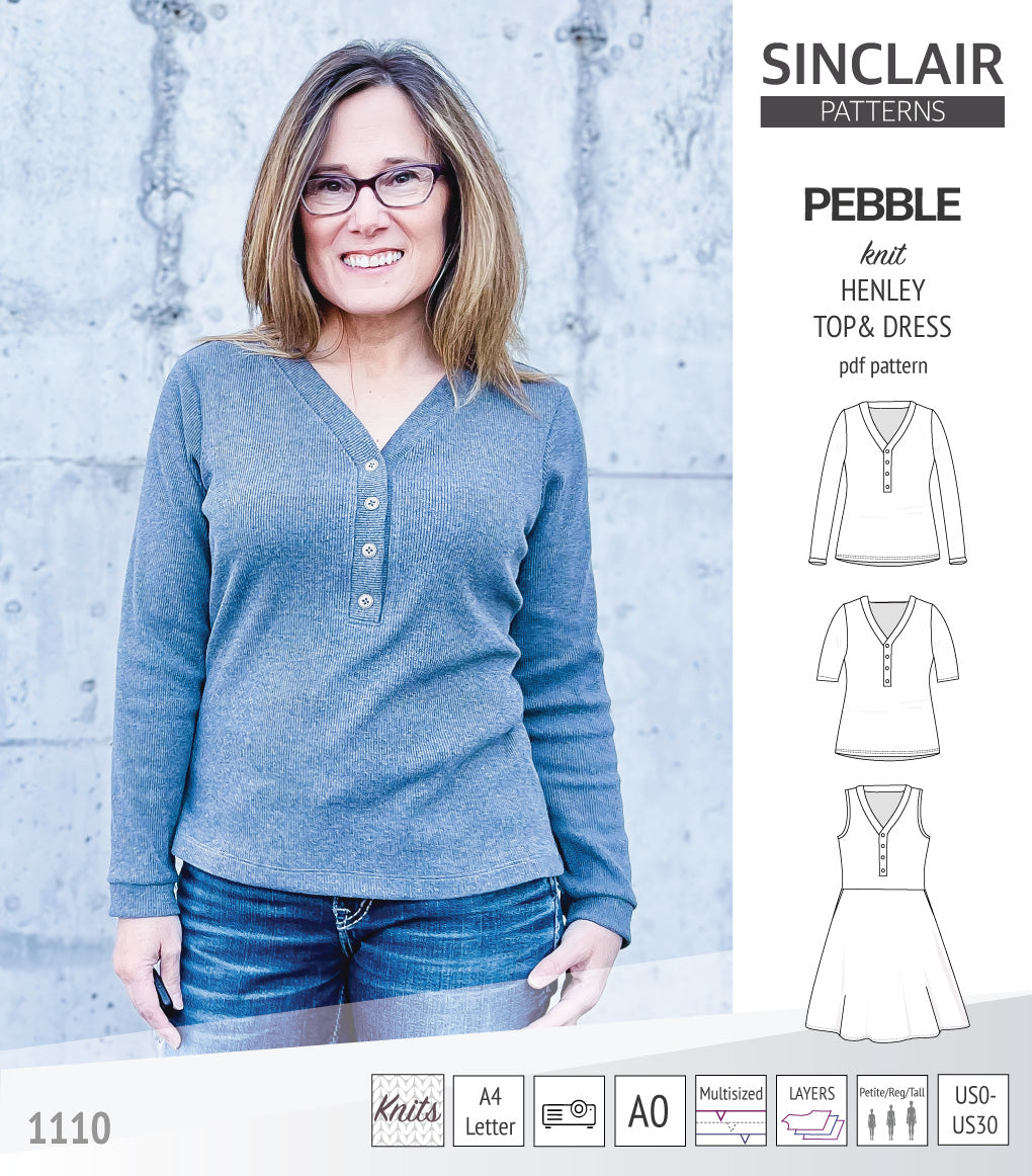 Pebble henley style top and dress (PDF) – Sinclair Patterns