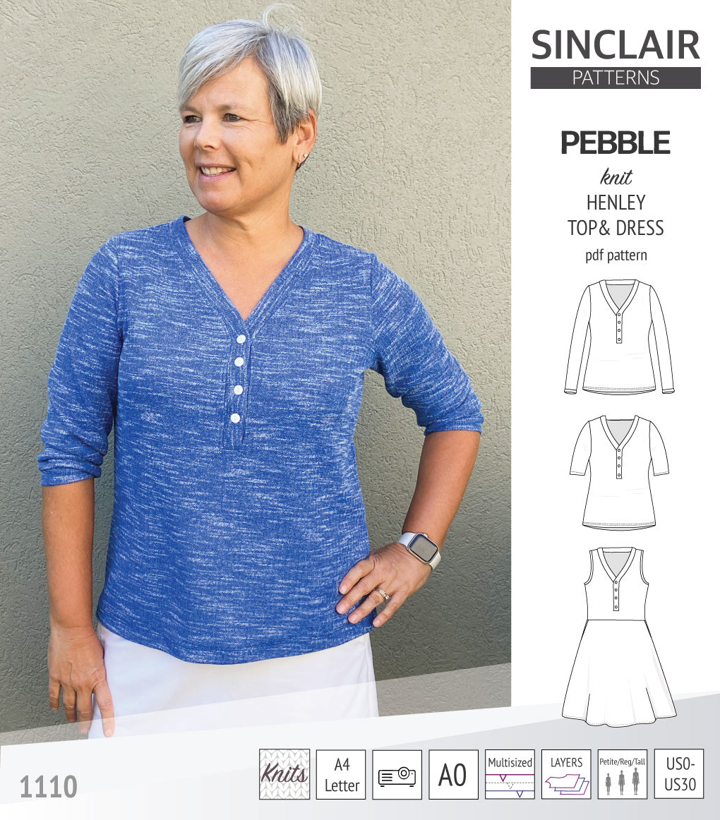 Pebble henley style top and dress (PDF) – Sinclair Patterns