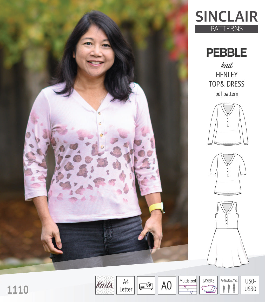 Pebble henley style top and dress (PDF) – Sinclair Patterns