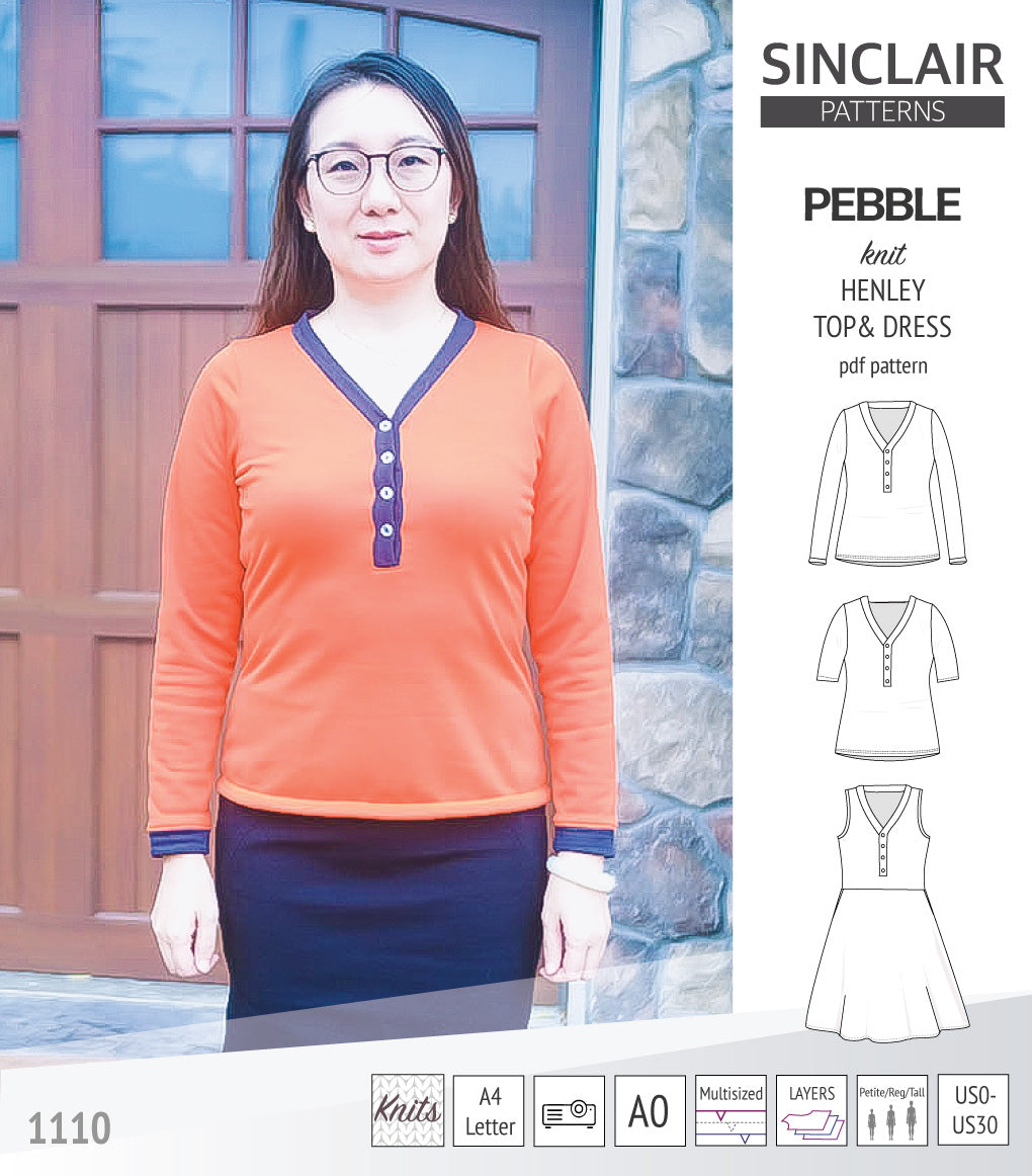 Pebble henley style top and dress (PDF) – Sinclair Patterns