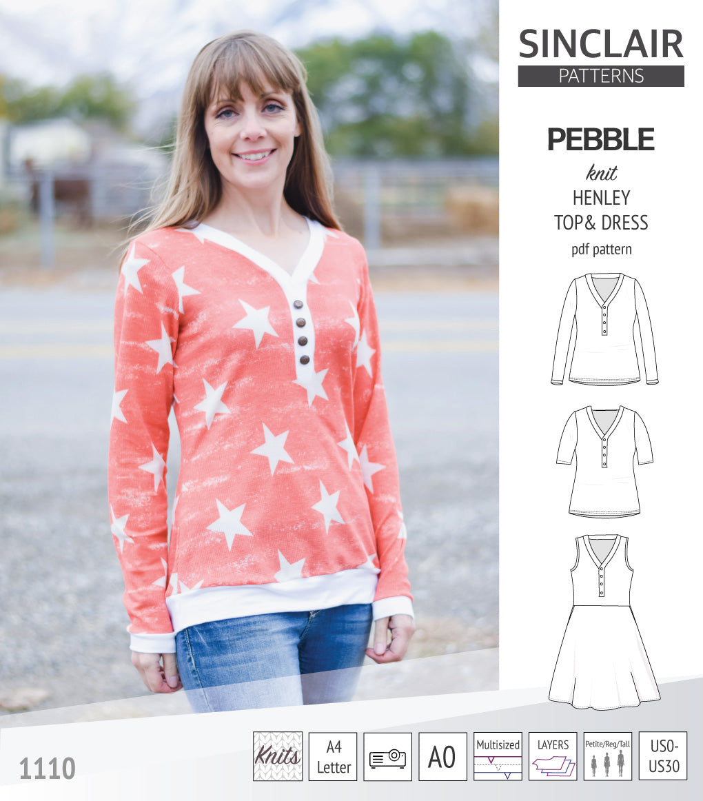 Pebble henley style top and dress (PDF) – Sinclair Patterns