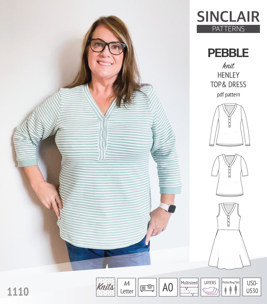 Pebble henley style top and dress (PDF) – Sinclair Patterns