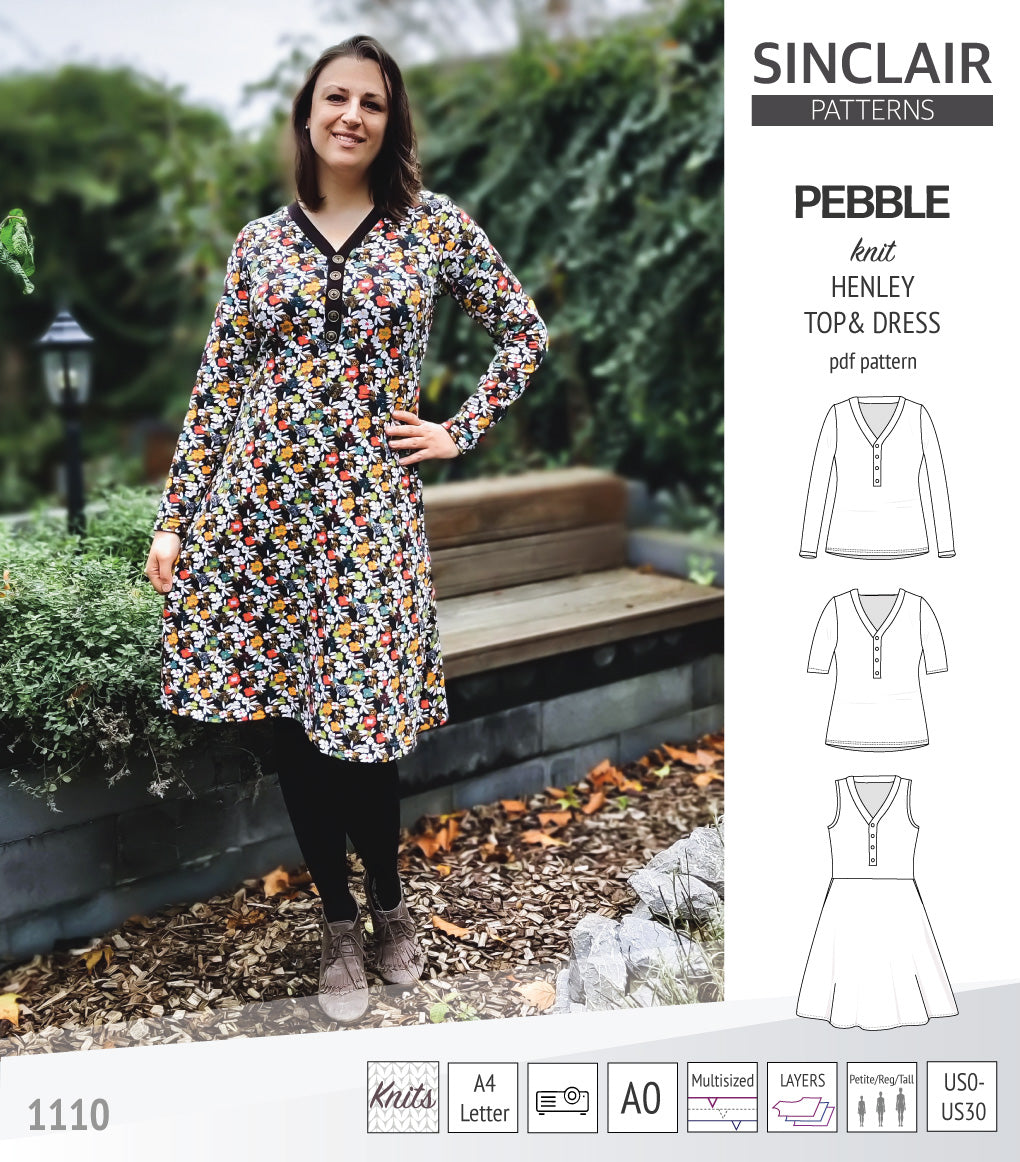 Pebble henley style top and dress (PDF) – Sinclair Patterns