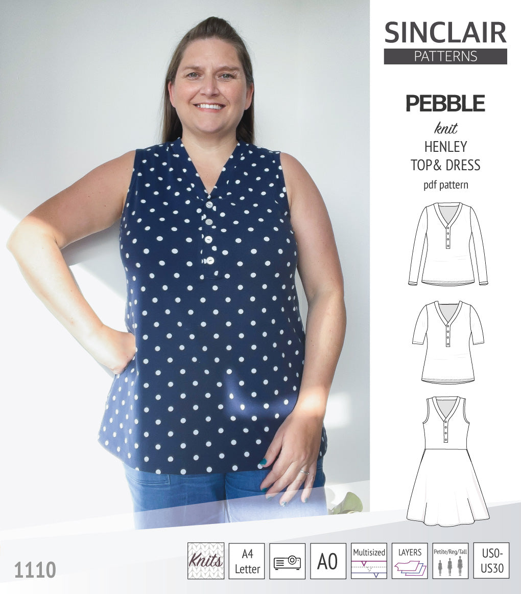 Pebble henley style top and dress (PDF) – Sinclair Patterns