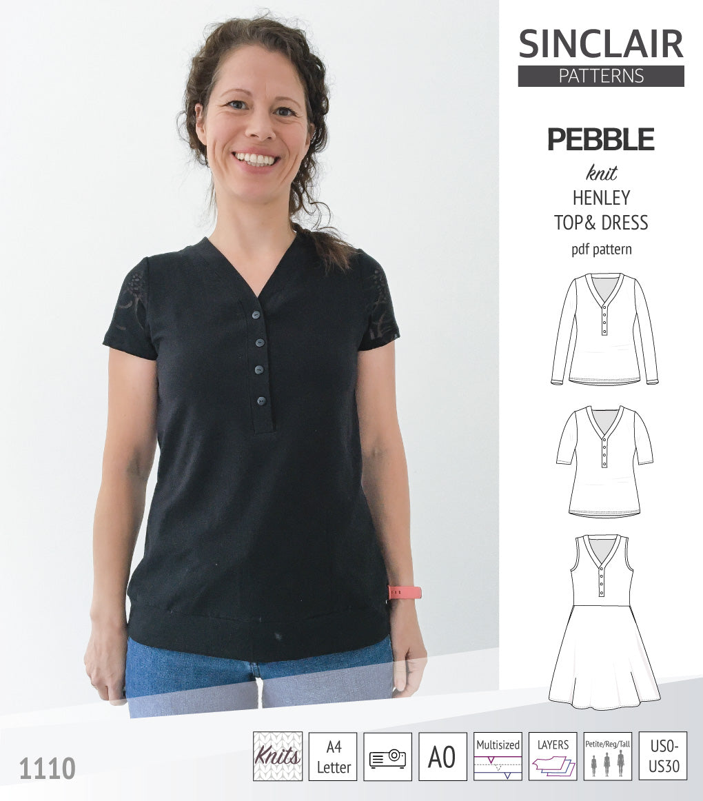 Pebble henley style top and dress (PDF) – Sinclair Patterns
