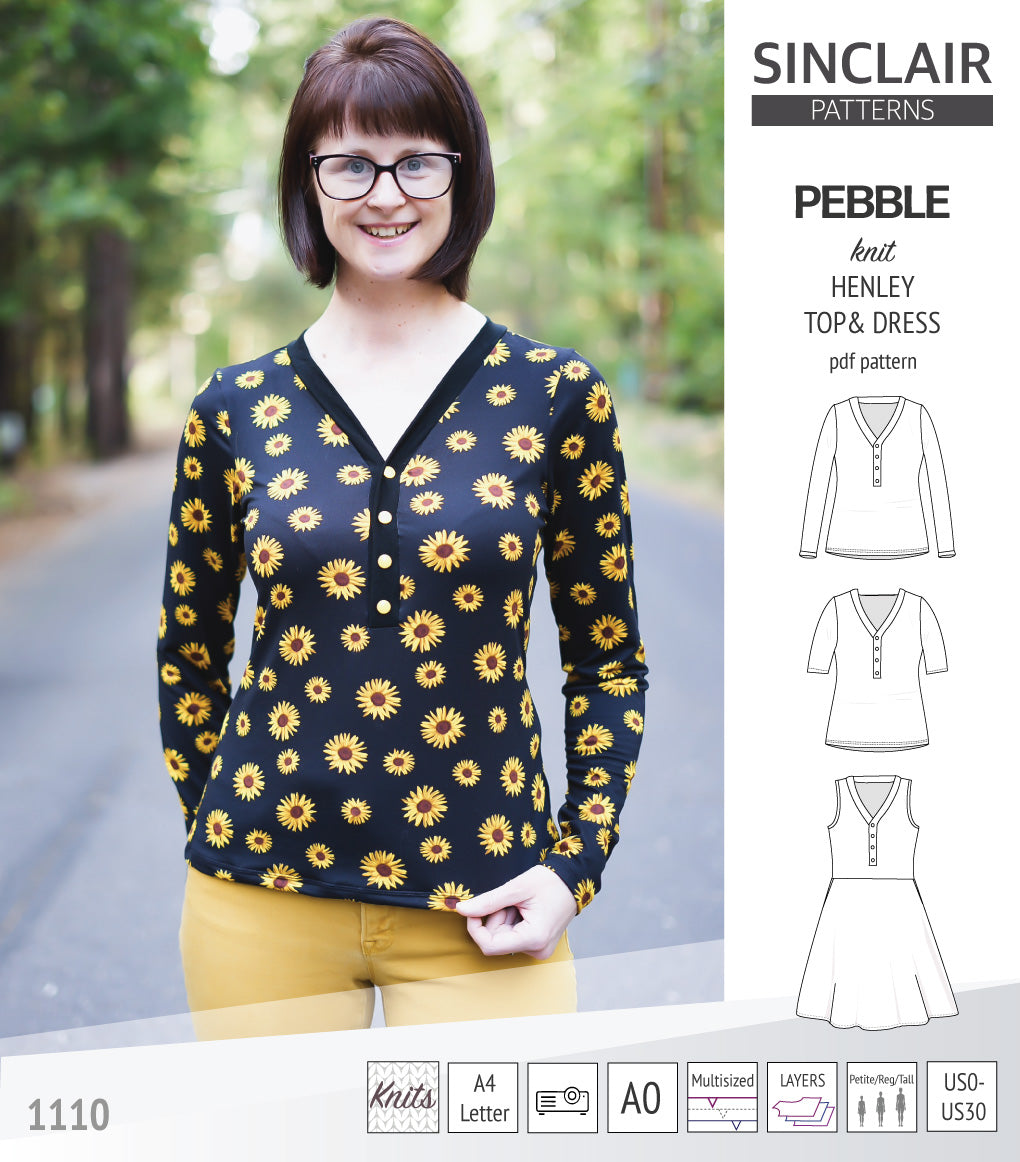 Pebble henley style top and dress (PDF) – Sinclair Patterns